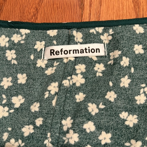 NWOT Reformation Nell Long-Sleeved Blouse | Forest Green & White | Size M - Picture 3 of 5